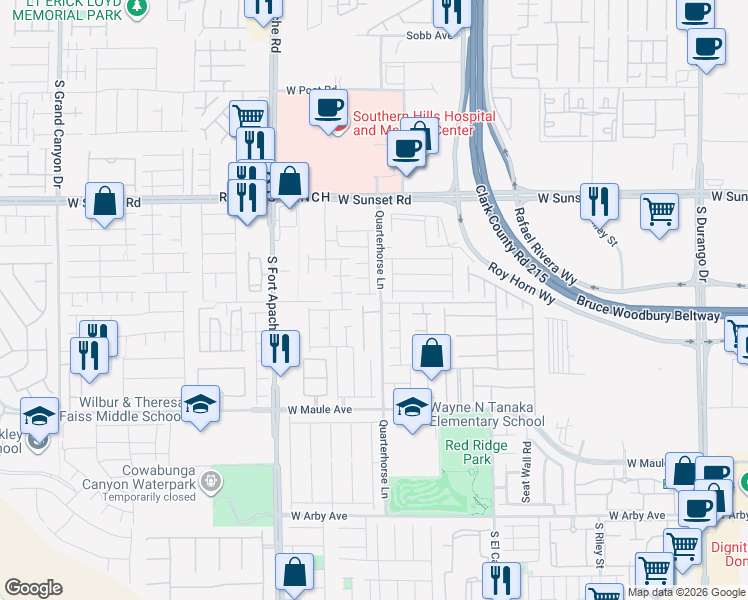 map of restaurants, bars, coffee shops, grocery stores, and more near 9191 Autumn Mist Court in Las Vegas