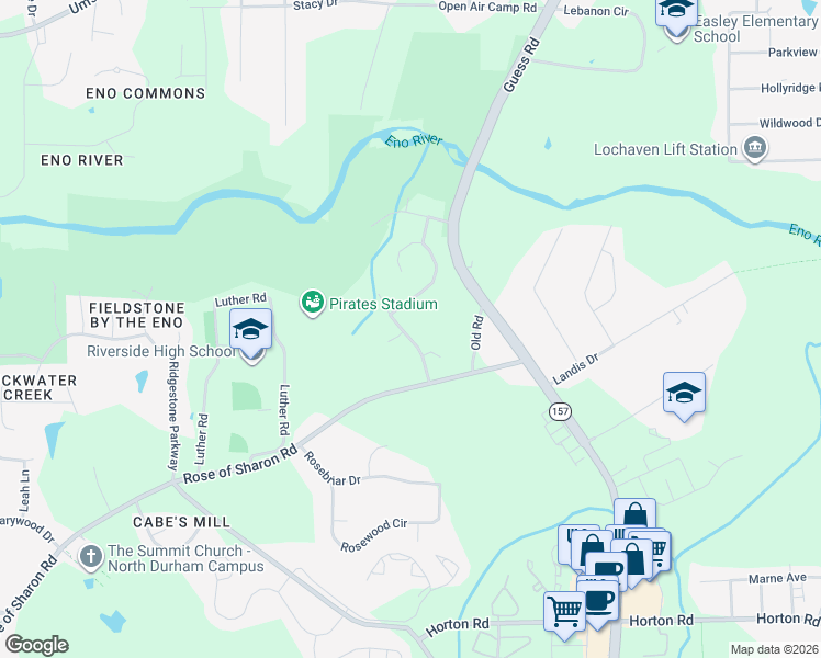 map of restaurants, bars, coffee shops, grocery stores, and more near 3003 Glenn Glade Drive in Durham
