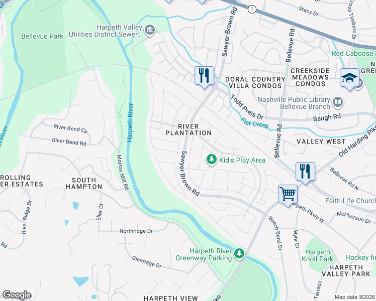 map of restaurants, bars, coffee shops, grocery stores, and more near in Nashville