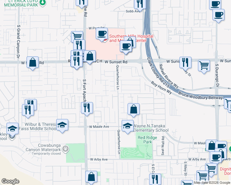 map of restaurants, bars, coffee shops, grocery stores, and more near 9191 Autumn Mist Court in Las Vegas