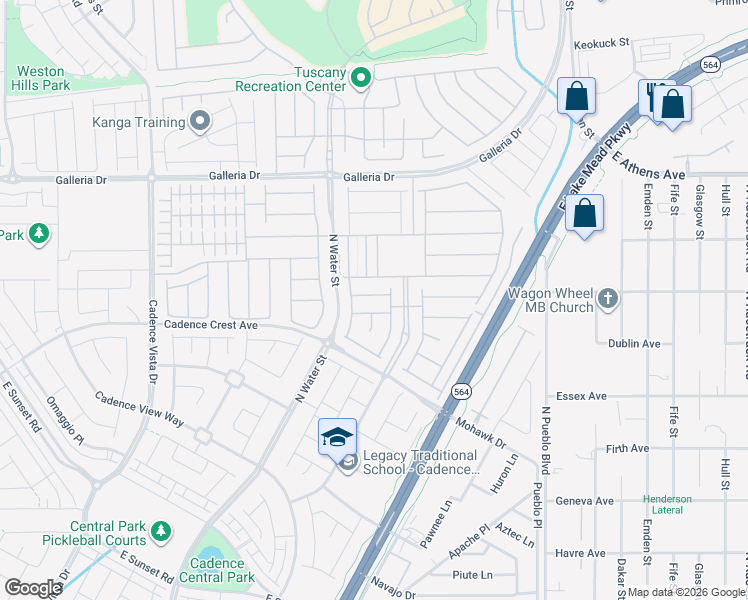 map of restaurants, bars, coffee shops, grocery stores, and more near 417 Honeybrush Avenue in Henderson