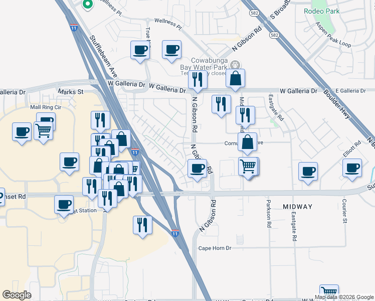 map of restaurants, bars, coffee shops, grocery stores, and more near 744 Forest Peak Street in Henderson