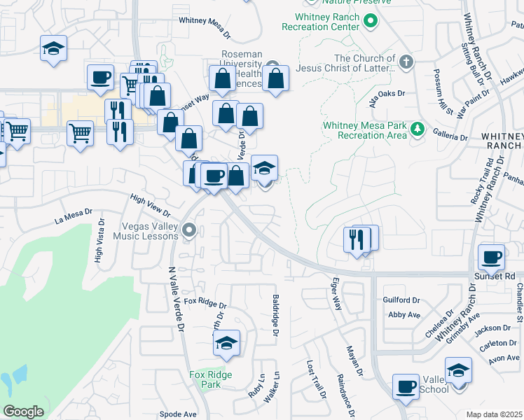 map of restaurants, bars, coffee shops, grocery stores, and more near 1959 Scimitar Drive in Henderson