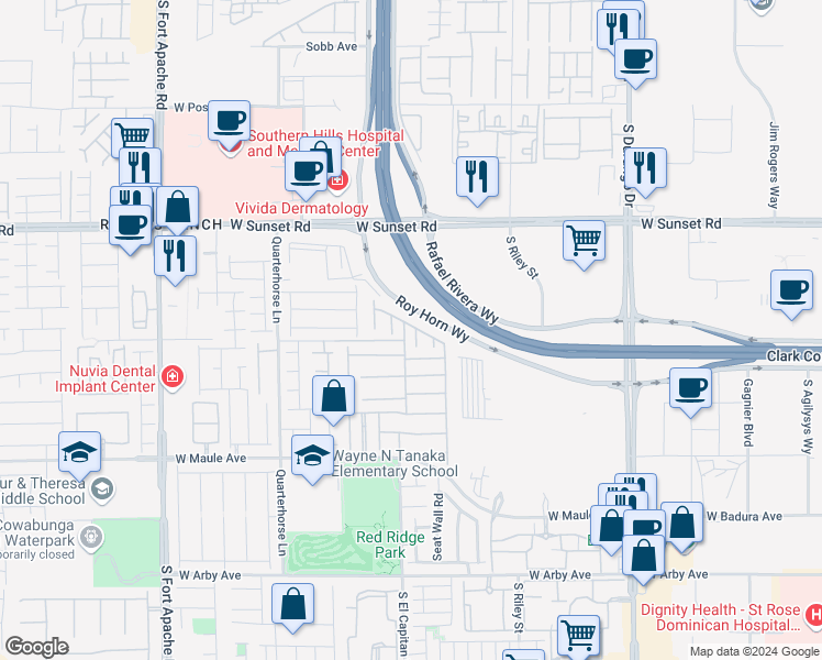 map of restaurants, bars, coffee shops, grocery stores, and more near 6663 Gentle Cloud Court in Las Vegas