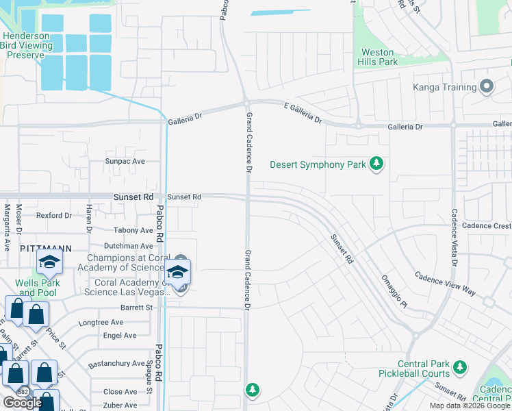 map of restaurants, bars, coffee shops, grocery stores, and more near 510 Celebratory Place in Henderson