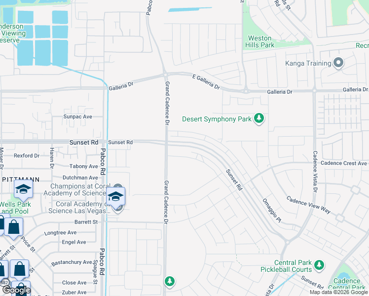map of restaurants, bars, coffee shops, grocery stores, and more near 534 Celebratory Place in Henderson