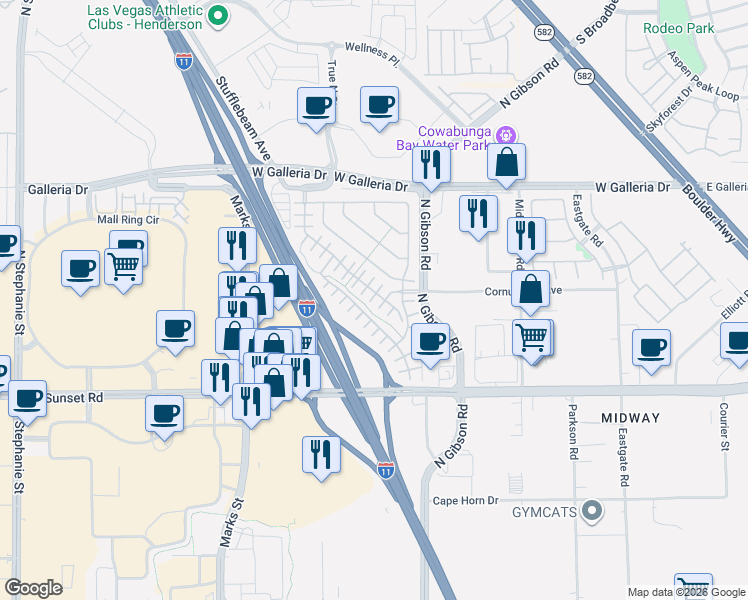 map of restaurants, bars, coffee shops, grocery stores, and more near 668 Calamus Palm Place in Henderson