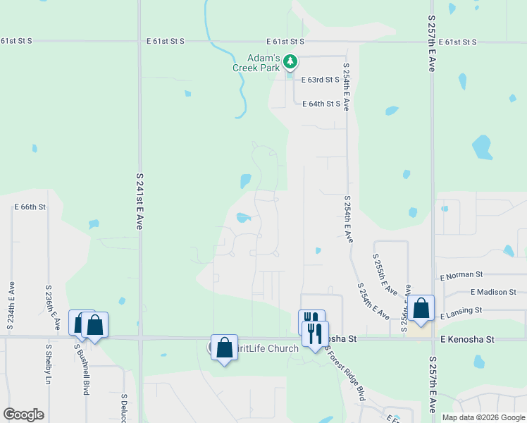 map of restaurants, bars, coffee shops, grocery stores, and more near 1611 North 72nd Street in Broken Arrow