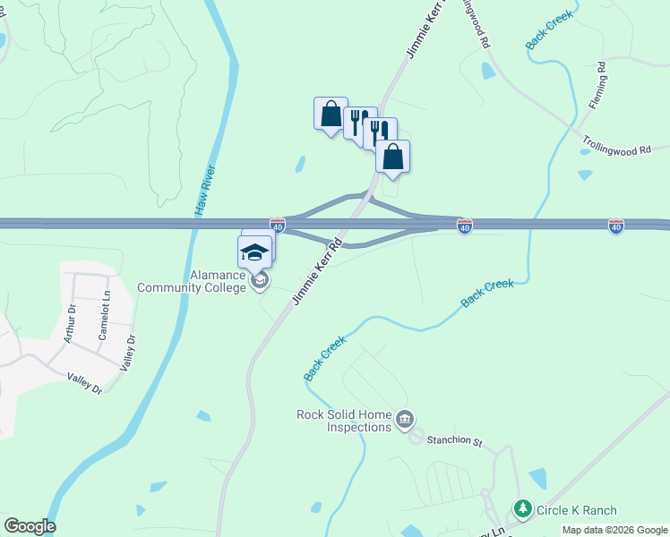 map of restaurants, bars, coffee shops, grocery stores, and more near 1110 State Road 1928 in Haw River