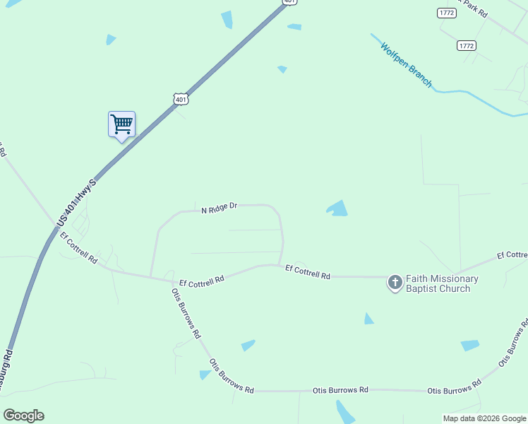 map of restaurants, bars, coffee shops, grocery stores, and more near 255 North Ridge Drive in Louisburg