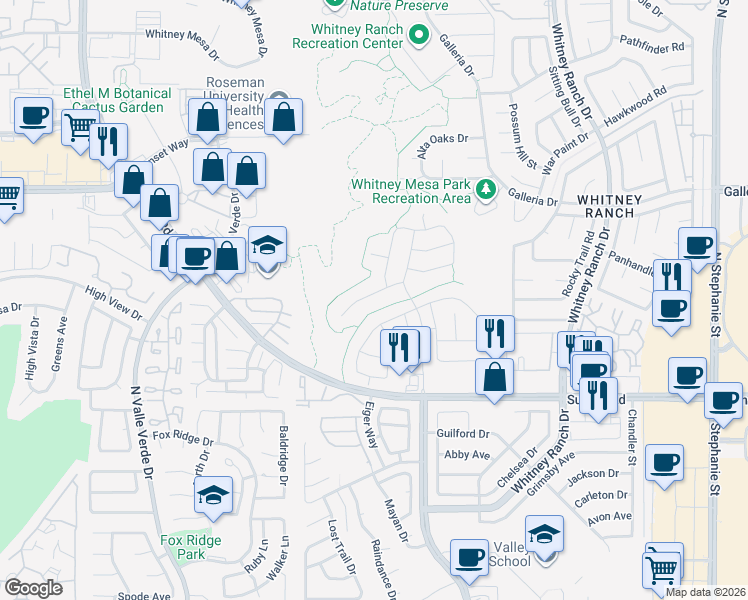 map of restaurants, bars, coffee shops, grocery stores, and more near 1699 Sonoran Bluff Avenue in Henderson