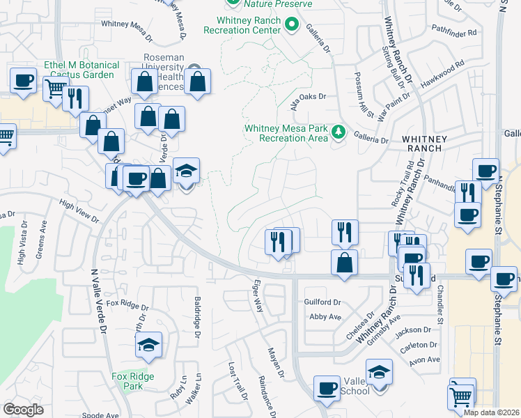 map of restaurants, bars, coffee shops, grocery stores, and more near 1699 Sonoran Bluff Avenue in Henderson