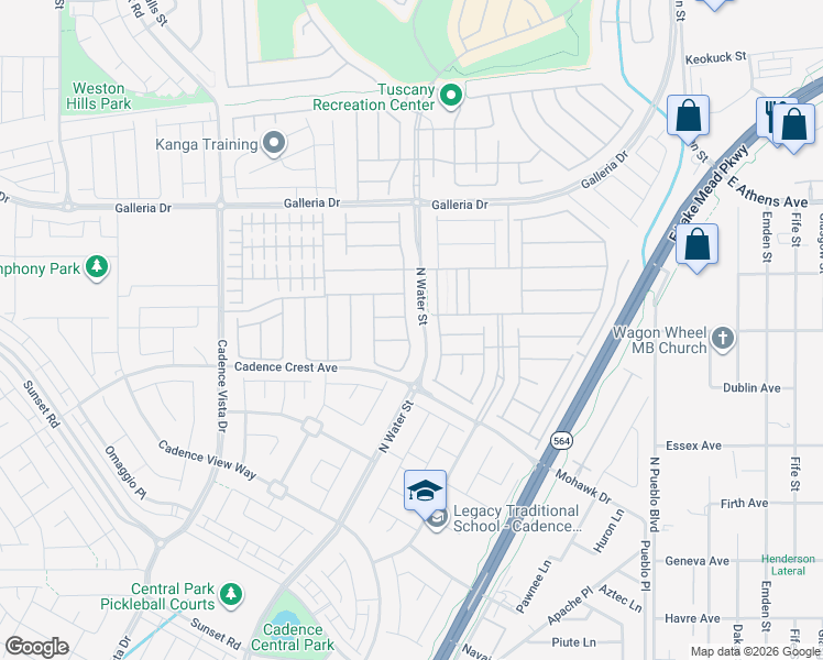 map of restaurants, bars, coffee shops, grocery stores, and more near Polaris Ridge Avenue in Henderson