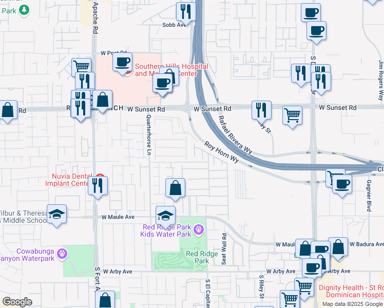 map of restaurants, bars, coffee shops, grocery stores, and more near 6632 Autumn Breeze Street in Las Vegas