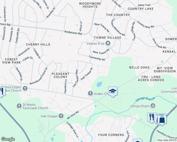 map of restaurants, bars, coffee shops, grocery stores, and more near 3212 Forest Breeze Drive in Nashville