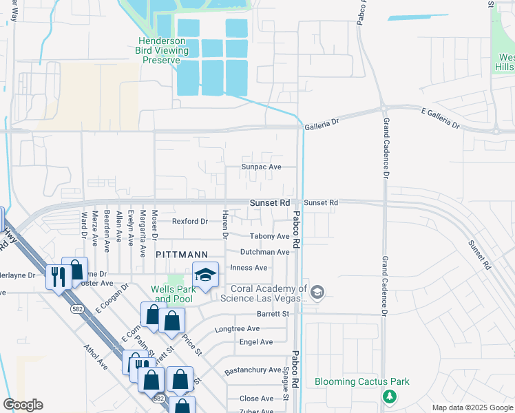 map of restaurants, bars, coffee shops, grocery stores, and more near 1901 Natalee Drive in Henderson