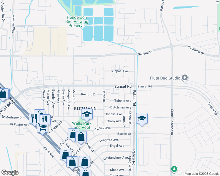 map of restaurants, bars, coffee shops, grocery stores, and more near 2010 Haren Drive in Henderson
