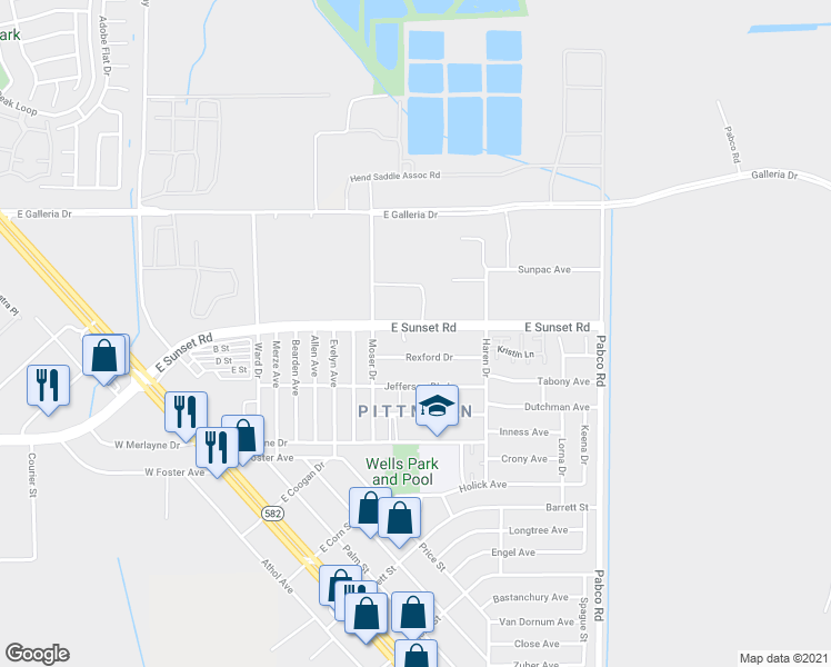 map of restaurants, bars, coffee shops, grocery stores, and more near 440 East Sunset Road in Henderson