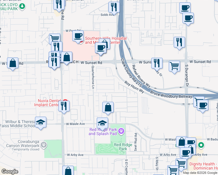 map of restaurants, bars, coffee shops, grocery stores, and more near 9136 Honey Maple Avenue in Las Vegas