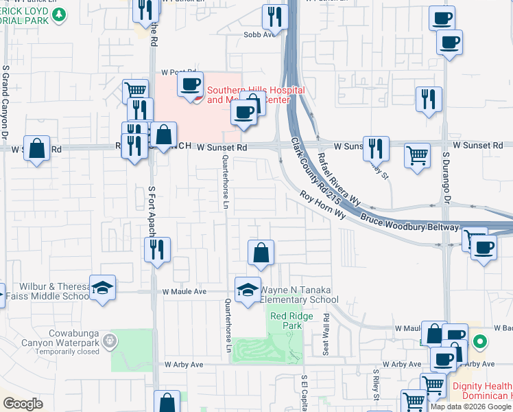 map of restaurants, bars, coffee shops, grocery stores, and more near 9136 Honey Maple Avenue in Las Vegas