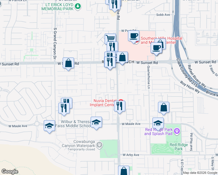 map of restaurants, bars, coffee shops, grocery stores, and more near 6654 Wind Whisper Street in Las Vegas