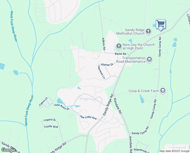 map of restaurants, bars, coffee shops, grocery stores, and more near 2123 Rosemont Drive in High Point