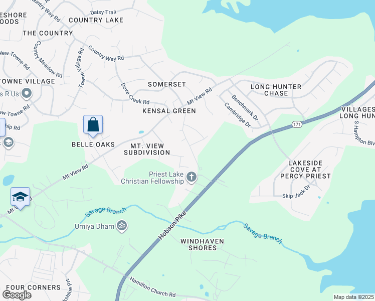 map of restaurants, bars, coffee shops, grocery stores, and more near 3845 Park Royal Lane in Nashville