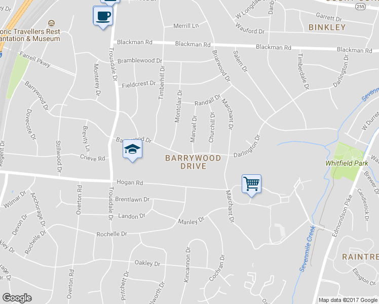 map of restaurants, bars, coffee shops, grocery stores, and more near 380 Barrywood Drive in Nashville