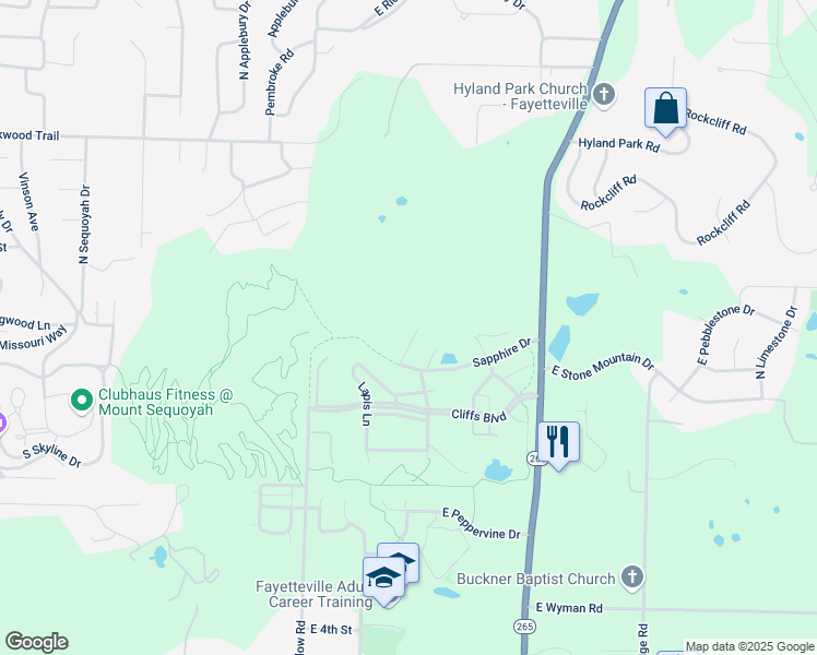 map of restaurants, bars, coffee shops, grocery stores, and more near 367 Amethyst Court in Fayetteville