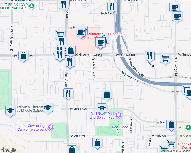 map of restaurants, bars, coffee shops, grocery stores, and more near 6675 Ellery Street in Las Vegas