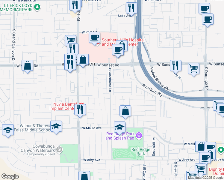 map of restaurants, bars, coffee shops, grocery stores, and more near 6675 Ellery Street in Las Vegas