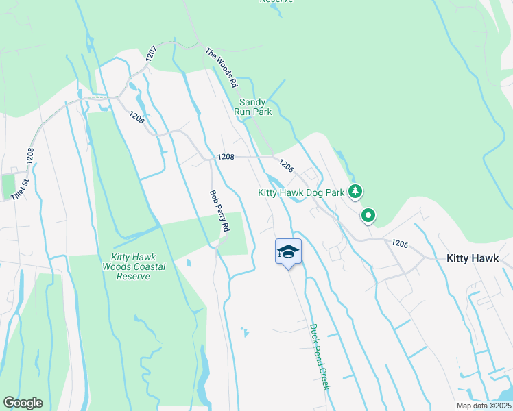 map of restaurants, bars, coffee shops, grocery stores, and more near 4216 Poor Ridge Road in Kitty Hawk
