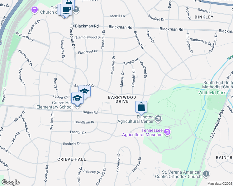 map of restaurants, bars, coffee shops, grocery stores, and more near 380 Barrywood Drive in Nashville