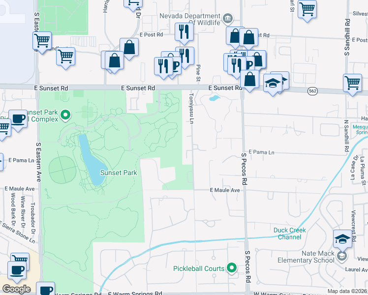 map of restaurants, bars, coffee shops, grocery stores, and more near 6755 Agave Azul Court in Las Vegas