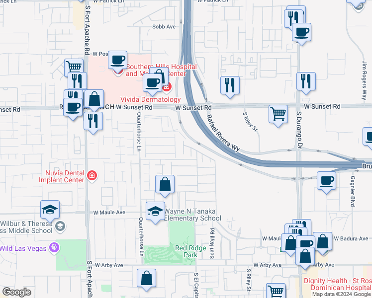 map of restaurants, bars, coffee shops, grocery stores, and more near 6632 Autumn Breeze Street in Las Vegas