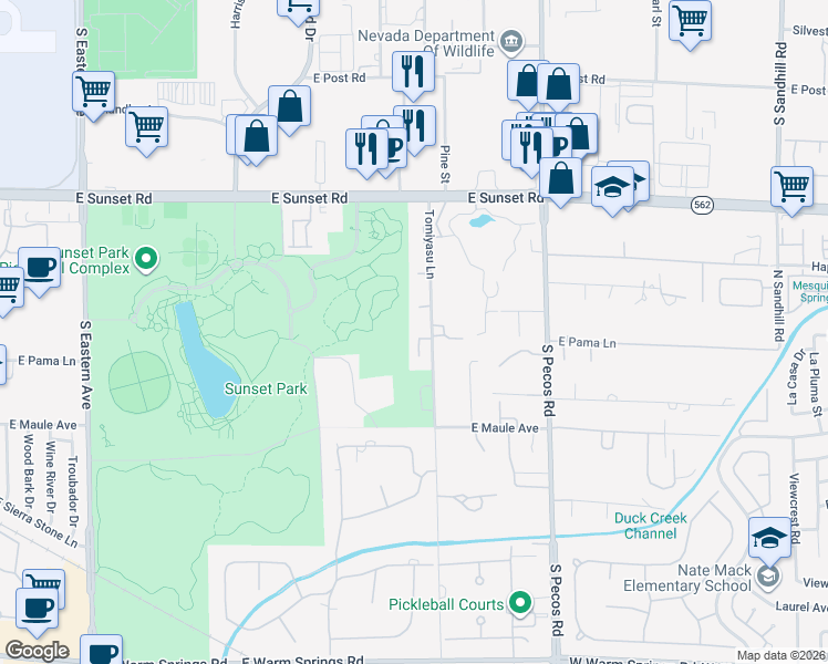 map of restaurants, bars, coffee shops, grocery stores, and more near 6755 Agave Azul Court in Las Vegas
