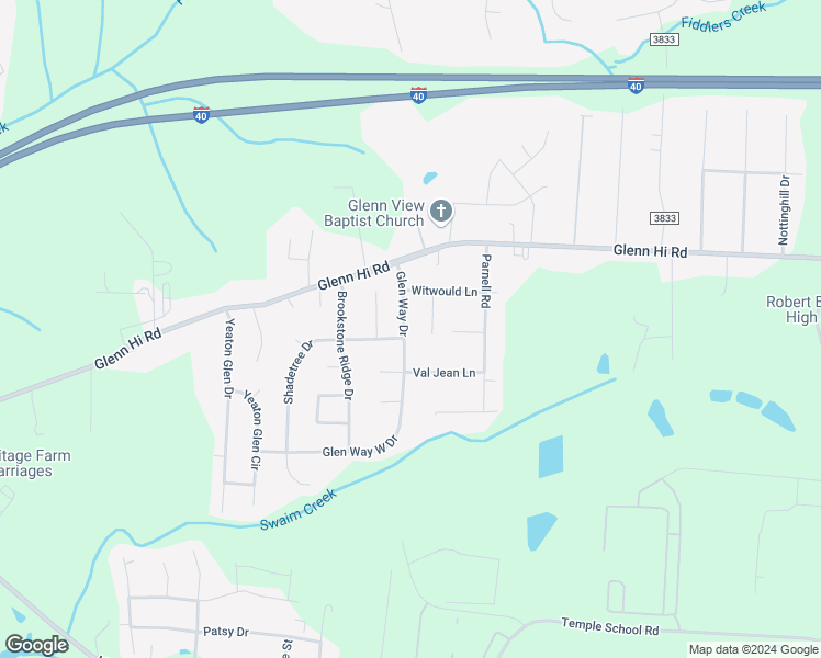 map of restaurants, bars, coffee shops, grocery stores, and more near 6059 Glen Way Drive in Winston-Salem