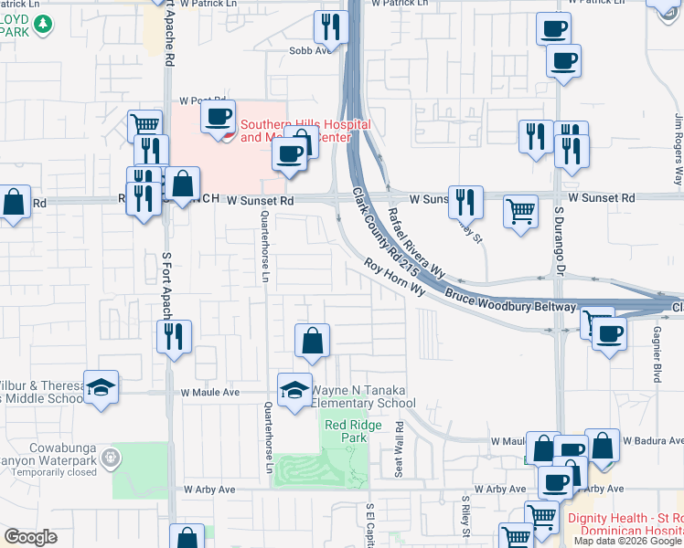 map of restaurants, bars, coffee shops, grocery stores, and more near 6632 Autumn Breeze Street in Las Vegas