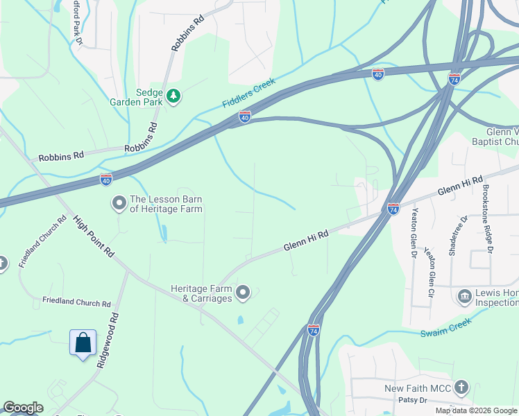 map of restaurants, bars, coffee shops, grocery stores, and more near 2635 Shieldale Drive in Winston-Salem