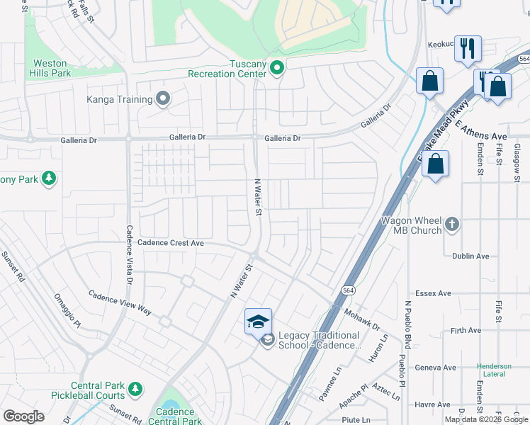 map of restaurants, bars, coffee shops, grocery stores, and more near 709 Otter Brook Street in Henderson