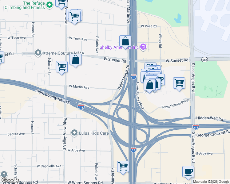 map of restaurants, bars, coffee shops, grocery stores, and more near 3301 West Martin Avenue in Las Vegas