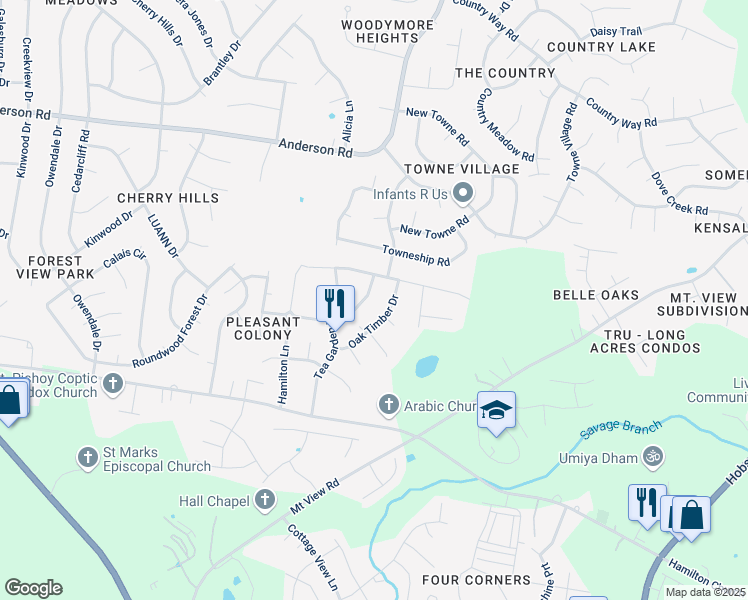 map of restaurants, bars, coffee shops, grocery stores, and more near 3212 Forest Breeze Drive in Nashville