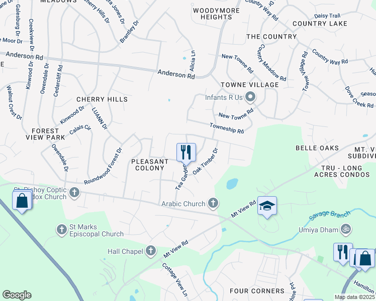 map of restaurants, bars, coffee shops, grocery stores, and more near 3921 Tea Garden Way in Nashville