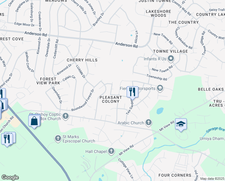 map of restaurants, bars, coffee shops, grocery stores, and more near 500 Pleasant Colony Court in Nashville