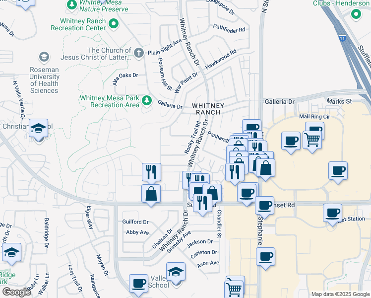 map of restaurants, bars, coffee shops, grocery stores, and more near 1502 Oxbow Court in Henderson