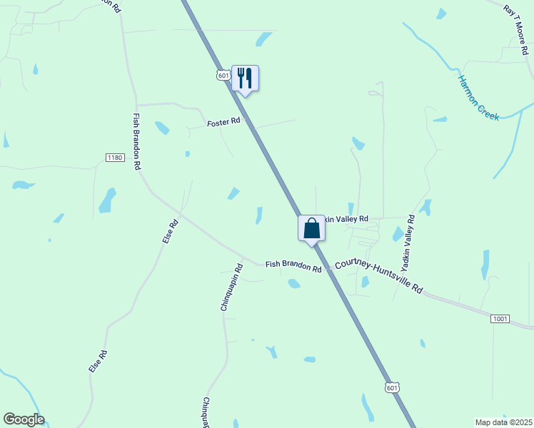 map of restaurants, bars, coffee shops, grocery stores, and more near 1625 U.S. 601 in Yadkinville