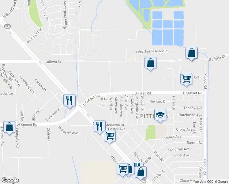 map of restaurants, bars, coffee shops, grocery stores, and more near 201 East Sunset Road in Henderson