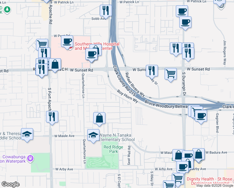 map of restaurants, bars, coffee shops, grocery stores, and more near 8988 Sky Lux Place in Las Vegas