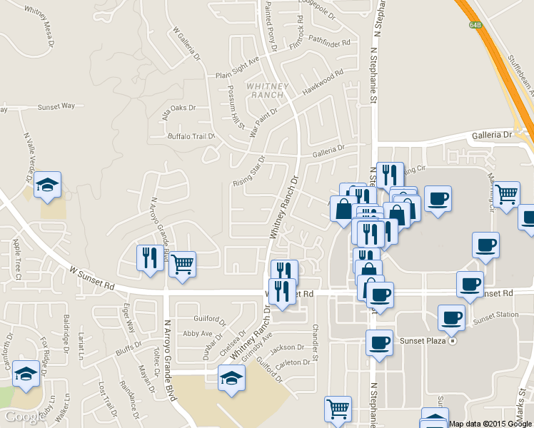 map of restaurants, bars, coffee shops, grocery stores, and more near 1502 Oxbow Court in Henderson