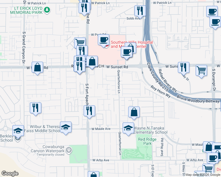 map of restaurants, bars, coffee shops, grocery stores, and more near 9256 Blue Flax Place in Las Vegas